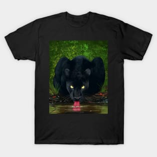 Black Panther Drinking Water T-Shirt